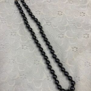 Vintage Hematite Round Bead Necklace
